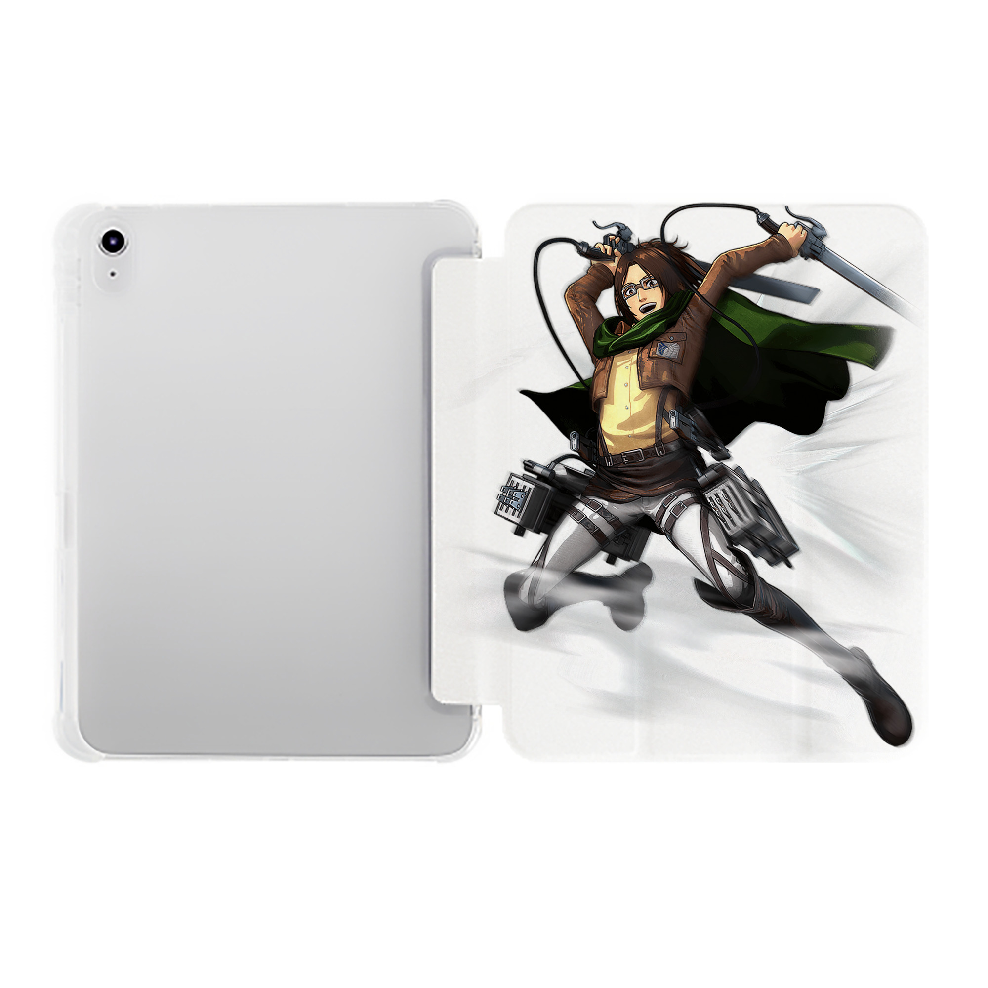 （画像用） 進撃の巨人 ハンジ·ゾエ Attack on Titan Hanji Zoe IPad ケース ペン収納付き 三つ折りスタンド PUレザー×シリコン 対応機種9.5/10.5/10.9インチ